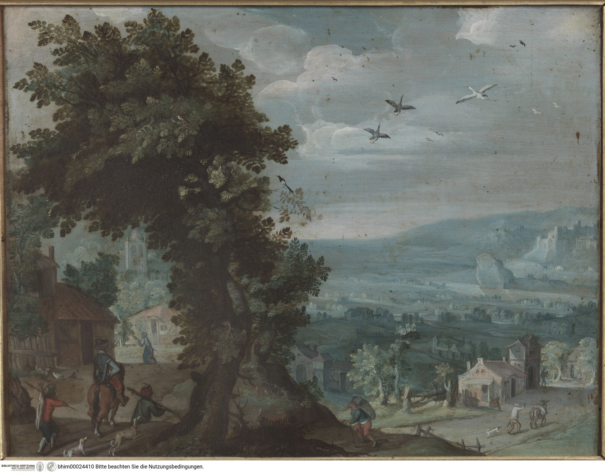 Landscape with people returning from hunting