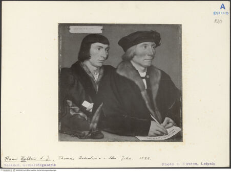 Vorderseite von Staatliche Kunstsammlungen Dresden [https://rightsstatements.org/page/CNE/1.0/] Doppelbildnis des Thomas Godsalve und seines Sohnes Sir John - , bh000040_recto. Foto: Kirsten, E. (Leipzig).