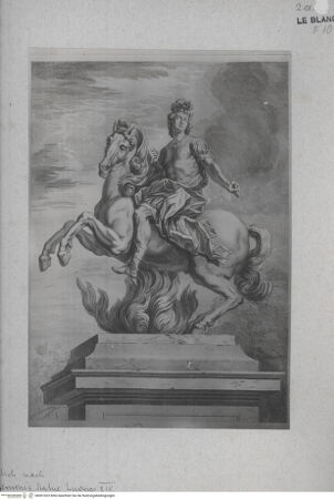 Vorderseite von unbekannt [http://creativecommons.org/publicdomain/mark/1.0/] Reiterstandbild Ludwig des XIV. als Marcus Curtius (2 Exemplare?) - , bh001023. Foto.