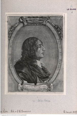 Vorderseite von Danesi [http://creativecommons.org/publicdomain/mark/1.0/] Bildnis des Salvator Rosa - , bh001026. Foto.