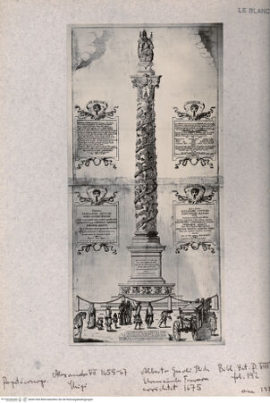 Vorderseite von  [http://creativecommons.org/publicdomain/mark/1.0/] Ehrensäule, in Ferrara errichtet für Alexander VII 1675 - , bh001045. Foto.