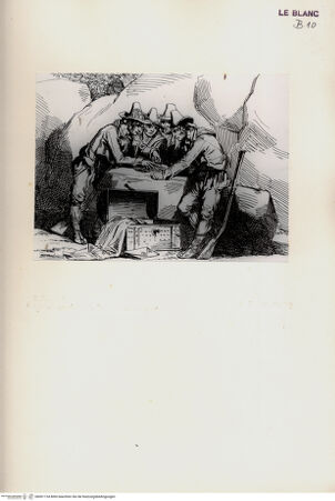 Vorderseite von Bibliotheca Hertziana [http://creativecommons.org/publicdomain/mark/1.0/] Nuova raccolta di cinquanta costumi de' contorni di Roma compresi diversi fatti di briganti : cominciati l'anno 1819, compiti nel 1822 / disegnati ed incisi all'acqua forte da Bartolomeo Pinelli, Roma : Gio. Scudellari, 1823Briganten zählen das erbeutete Geld; tav. [44] - , bh001134. Foto.