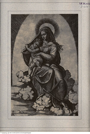 Vorderseite von Braun, Adolphe [https://www.deutsche-digitale-bibliothek.de/content/lizenzen/rv-ez/] Madonna auf Wolken mit Jesuskind; (Skizze zu der "Madonna di Foligno") - , bh001159. Foto.