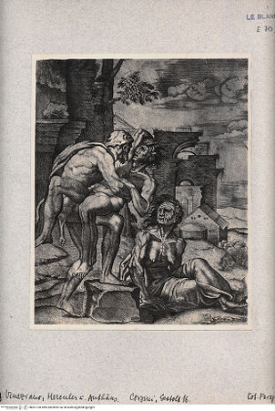 Vorderseite von  [http://creativecommons.org/publicdomain/mark/1.0/] Herkules erdrückt Anthäus in Gegenwart der personifizierten Erde - , bh001160. Foto.