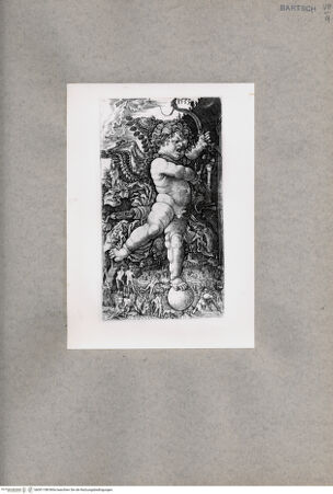 Vorderseite von  [http://creativecommons.org/publicdomain/mark/1.0/] Amor auf einer Kugel - , bh001188. Foto.