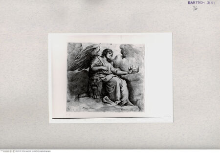 Vorderseite von  [http://creativecommons.org/publicdomain/mark/1.0/] Engel auf einem Löwen - , bh001281. Foto.