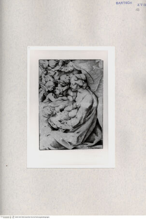 Vorderseite von  [http://creativecommons.org/publicdomain/mark/1.0/] Madonna mit Kind und Engeln - , bh001403. Foto.