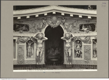 Vorderseite von Alinari [https://www.deutsche-digitale-bibliothek.de/content/lizenzen/rv-ez/] Villa BarbaroNymphäum - Detail, Mitte: Rundbogennische mit Atlanten, bh004593_recto. Foto.