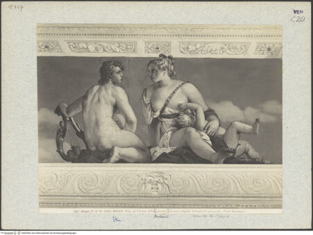 Vorderseite von Alinari [https://www.deutsche-digitale-bibliothek.de/content/lizenzen/rv-ez/] Mythologische Szenen, Landschaften, Scheinarchitekturen und SkulpturenApollo, Venus und Amor - Gesamtansicht, bh004596_recto. Foto.