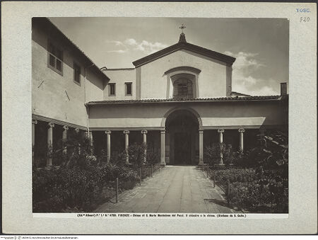 Vorderseite von Alinari [https://www.deutsche-digitale-bibliothek.de/content/lizenzen/rv-ez/] Santa Maria Maddalena de'Pazzi - Südostflügel mit Eingang zur Kirche, bh004612_recto. Foto.