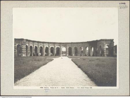 Vorderseite von Alinari [https://www.deutsche-digitale-bibliothek.de/content/lizenzen/rv-ez/] Palazzo del Tè - Ansicht aus West-Nordwest, bh004624_recto. Foto.