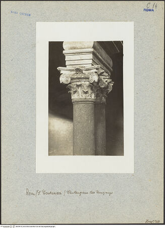 Vorderseite von ICCD [https://www.deutsche-digitale-bibliothek.de/content/lizenzen/rv-ez/] Mausoleo di Santa CostanzaInnenraum - Säulenpaar des Umgangs, bh005510_recto. Foto.