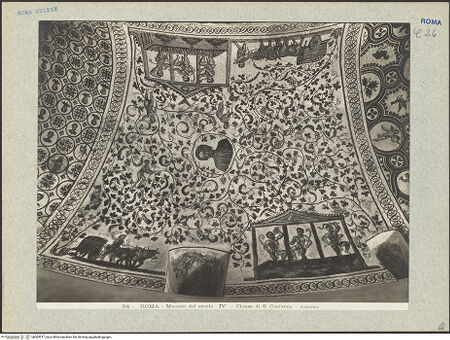 Vorderseite von Alinari [https://www.deutsche-digitale-bibliothek.de/content/lizenzen/rv-ez/] Mosaik mit Weinleseszene - Gesamtansicht, bh005517_recto. Foto.