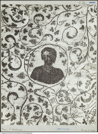 Vorderseite von ICCD [https://www.deutsche-digitale-bibliothek.de/content/lizenzen/rv-ez/] Mosaik mit Weinleseszene - Detail, bh005519_recto. Foto.