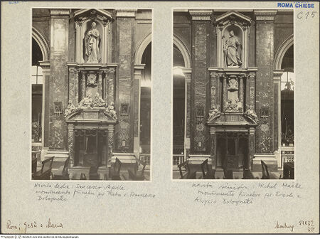 Vorderseite von Foto Marburg [https://www.deutsche-digitale-bibliothek.de/content/lizenzen/rv-ez/] Grabmal des Ercole und des Luigi Bolognetti - Gesamtansicht mit Nischenädikula (Joachim), bh005829_recto. Negativ
            .