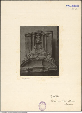 Vorderseite von Museum [https://www.deutsche-digitale-bibliothek.de/content/lizenzen/rv-ez/] Bozzetto für das Grabmal von Pietro und Francesco Bolognetti in Santi Nomi di Gesù e Maria - Gesamtansicht, bh005838_recto. Foto.