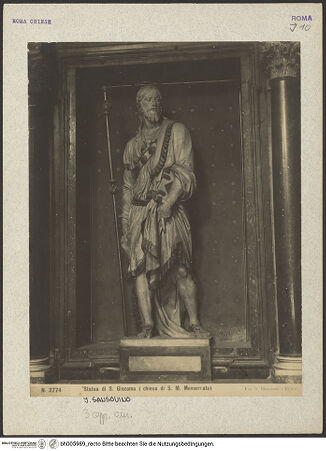 Vorderseite von Moscioni, Rom [https://rightsstatements.org/page/CNE/1.0/] Der heilige Jakob - Gesamtaufnahme, bh005989_recto. Foto.