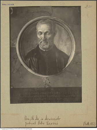 Vorderseite von Bibliotheca Hertziana [https://www.deutsche-digitale-bibliothek.de/content/lizenzen/rv-fz/] Grabmal des Pedro Chacón - Büste des Verstorbenen, bh006006_recto. Foto.