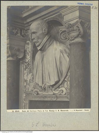 Vorderseite von Musei Vaticani, Archivio Fotografico [https://www.deutsche-digitale-bibliothek.de/content/lizenzen/rv-ez/] Grabmal des Pedro Foix de MontoyaBüste des Pedro Foix de Montoya - Büste von rechts unten, bh006009_recto. Foto: Moscioni, Romualdo.