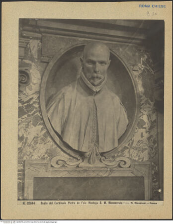 Vorderseite von Musei Vaticani, Archivio Fotografico [https://www.deutsche-digitale-bibliothek.de/content/lizenzen/rv-ez/] Grabmal des Pedro Foix de MontoyaBüste des Pedro Foix de Montoya - Büste von links unten, bh006010_recto. Foto: Moscioni, Romualdo.