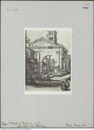 Vorderseite von Albertina? [https://www.deutsche-digitale-bibliothek.de/content/lizenzen/rv-ez/] Vedute von S. Angelo in Pescheria (Portico d'Ottavia) - , bh006049_recto. Foto.
