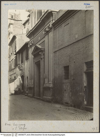 Vorderseite von Bibliotheca Hertziana [https://www.deutsche-digitale-bibliothek.de/content/lizenzen/rv-fz/] Sant'Eligio degli Orefici - Portal , bh006077_recto. Foto: Lindner, Paul.