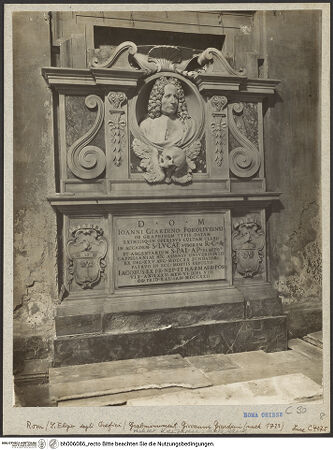Vorderseite von ICCD (Luce) [https://www.deutsche-digitale-bibliothek.de/content/lizenzen/rv-ez/] Grabmal des Giovanni Giardini - , bh006086_recto. Foto.