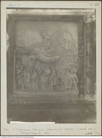 Vorderseite von Bibliotheca Hertziana [https://www.deutsche-digitale-bibliothek.de/content/lizenzen/rv-fz/] Grabmal von Papst Gregor XI. - Grabrelief, bh006107_recto. Foto: Lindner, Paul.