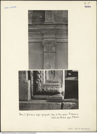 Vorderseite von unbekannt [https://www.deutsche-digitale-bibliothek.de/content/lizenzen/rv-fz/] San Giacomo degli SpagnoliWestfassade - Detail: Pilaster im unteren Fassadenteil und Portalgewände, bh006220_bh006221_recto. Foto: Noehles, Karl.