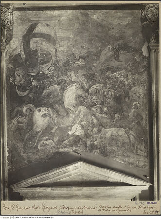 Vorderseite von ICCD [https://www.deutsche-digitale-bibliothek.de/content/lizenzen/rv-ez/] KapellenausmalungDer heilige Jakobus greift in die Schlacht von Clavijo ein und führt die Spanier zum Sieg - , bh006225_recto. Foto.