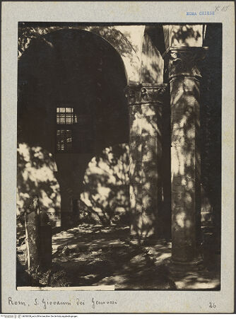 Vorderseite von Bibliotheca Hertziana [https://www.deutsche-digitale-bibliothek.de/content/lizenzen/rv-fz/] San Giovanni Battista dei Genovesi - Detail: Ecke, bh006308_recto. Foto: Lindner, Paul.