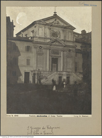 Vorderseite von Moscioni, R. [https://www.deutsche-digitale-bibliothek.de/content/lizenzen/rv-fz/] San Giuseppe dei FalegnamiOstfassade - Facciata di Campo Vaccino, bh006375_recto. Foto.