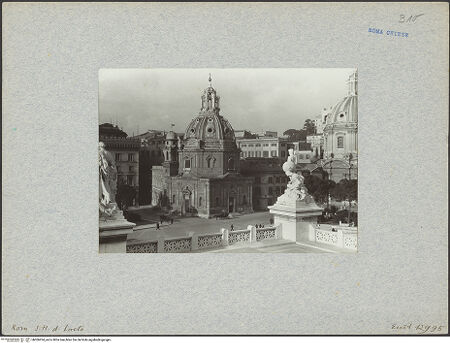 Vorderseite von ENIT [https://www.deutsche-digitale-bibliothek.de/content/lizenzen/rv-fz/] Santa Maria di Loreto - Ansicht vom Monumento Vittorio Emanuele aus, bh006934_recto. Foto.