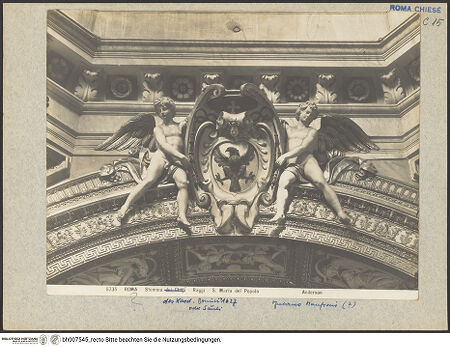 Vorderseite von Alinari [https://www.deutsche-digitale-bibliothek.de/content/lizenzen/rv-ez/] Wappen eines Kardinals (Giovanni Battista Cicala?) - , bh007545_recto. Foto.