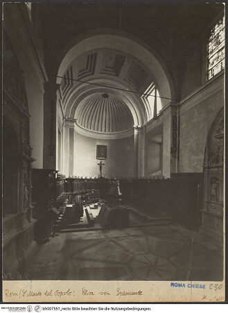 Vorderseite von ICCD [https://www.deutsche-digitale-bibliothek.de/content/lizenzen/rv-ez/] Santa Maria del Popolo - Chor von Bramante, bh007551_recto. Foto.