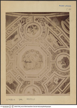 Vorderseite von  [https://www.deutsche-digitale-bibliothek.de/content/lizenzen/rv-ez/] Krönung Mariä umgeben von Evangelisten, Sibyllen und Kirchenvätern - Detail: Marienkrönung mit den sie umgebenden Evangelisten, bh007555_recto. Foto.