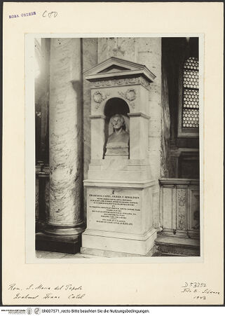 Vorderseite von Bibliotheca Hertziana [https://www.deutsche-digitale-bibliothek.de/content/lizenzen/rv-fz/] Grabmal des Malers Franz Catel, gest. 1856 - , bh007571_recto. Foto: Schwarz, Heinrich Mathias.