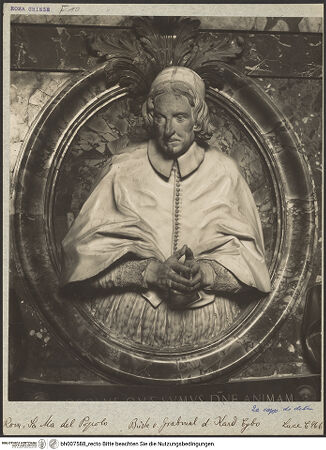 Vorderseite von ICCD [https://www.deutsche-digitale-bibliothek.de/content/lizenzen/rv-ez/] Grabmal des Kardinals Alderano Cybo - Detail: Porträtmedaillon, bh007588_recto. Foto.