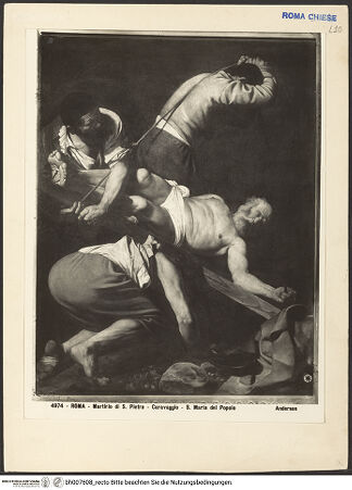 Vorderseite von Alinari [https://www.deutsche-digitale-bibliothek.de/content/lizenzen/rv-ez/] Kreuzigung Petri - , bh007608_recto. Foto.