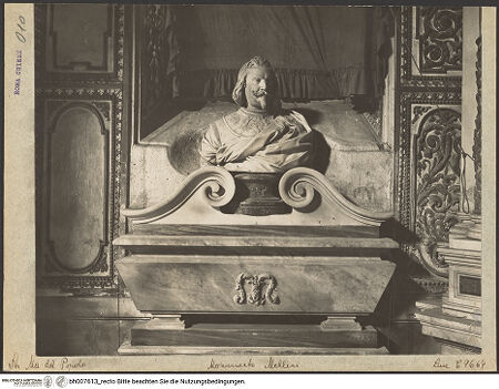 Vorderseite von ICCD [https://www.deutsche-digitale-bibliothek.de/content/lizenzen/rv-ez/] Grabmal des Urbano Mellini (gest. 1660) - , bh007613_recto. Foto.