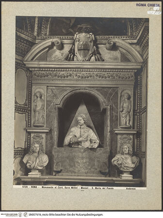 Vorderseite von Alinari [https://www.deutsche-digitale-bibliothek.de/content/lizenzen/rv-ez/] Grabmal des Kardinals Savo Mellini (gest. 1699) - Gesamtansicht obere Hälfte, bh007616_recto. Foto.