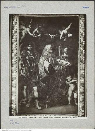 Vorderseite von Alinari [https://www.deutsche-digitale-bibliothek.de/content/lizenzen/rv-ez/] Die Heiligen Gregor der Große, Papianus und Maurus - , bh007864_recto. Foto.