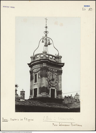 Vorderseite von unbekannt [https://www.deutsche-digitale-bibliothek.de/content/lizenzen/rv-fz/] Santa Maria in VallicellaTorre dell' Orologio - , bh007882_recto. Foto: Lehmann-Brockhaus, Otto.