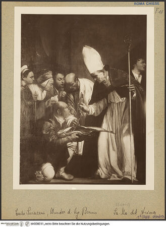 Vorderseite von unbekannt [https://www.deutsche-digitale-bibliothek.de/content/lizenzen/rv-fz/] Der heilige Benno von Meißen erhält Schlüsselpaar und Tiara von einem Fischer - Gesamtansicht, bh008011_recto. Foto.