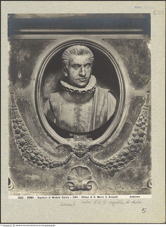 Vorderseite von Alinari [https://www.deutsche-digitale-bibliothek.de/content/lizenzen/rv-ez/] Grabmal von Michele Corniact - Detail: Büste, bh008040_recto. Foto.