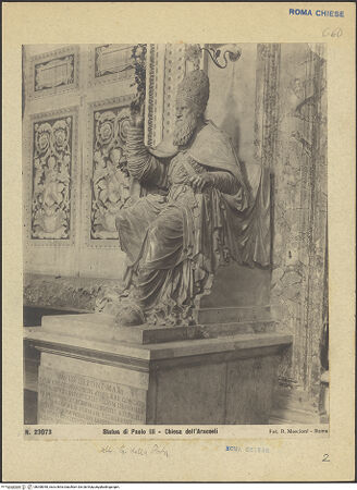 Vorderseite von Musei  Vaticani [https://www.deutsche-digitale-bibliothek.de/content/lizenzen/rv-ez/] Papst Paul III. - Gesamtansicht, von rechts, bh008048_recto. Foto: Moscioni, Romualdo.