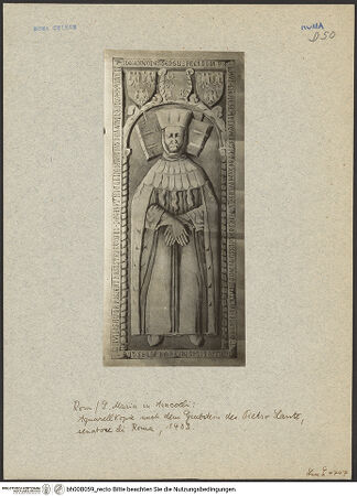 Vorderseite von ICCD [https://www.deutsche-digitale-bibliothek.de/content/lizenzen/rv-ez/] Grabplatte des Petrus de Lante Pisanus (gest. 1403) - , bh008059_recto. Foto.