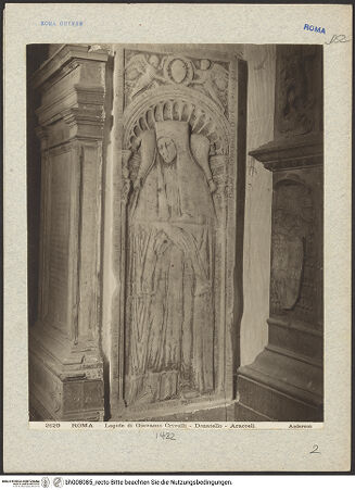 Vorderseite von Alinari [https://www.deutsche-digitale-bibliothek.de/content/lizenzen/rv-ez/] Grabmal des Erzdiakons Giovanni Crivelli (gest. 1432) - Gesamtansicht, von links, bh008085_recto. Foto.