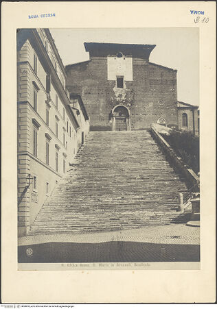 Vorderseite von Chauffourier, P. E. [https://www.deutsche-digitale-bibliothek.de/content/lizenzen/rv-ez/] Santa Maria in AracoeliFassade - Fassade mit Freitreppe, von Westen, bh008090_recto. Foto.