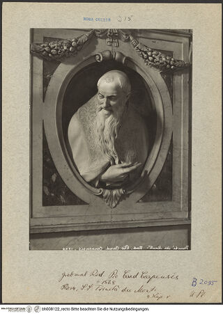 Vorderseite von Bibliotheca Hertziana [https://rightsstatements.org/page/CNE/1.0/] Grabmal des Kardinals Rodolfo Pio di Carpi - Büste des Verstorbenen, bh008122_recto. Foto.